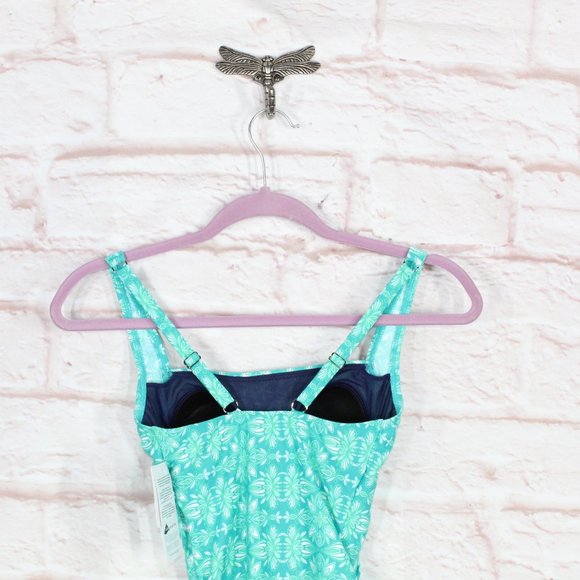 NEW LL Bean Blue Nylon Lycra Sunblocking Swimwear One-Piece Swimsuit Size 4 - Picture 5 of 11